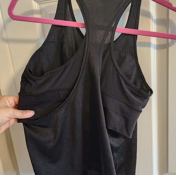 Lululemon Pushing Limits Tank Top Built-In Bra 2-in-1 Mesh Luxtreme Black 8 - Picture 2 of 4